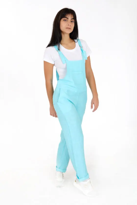 Mixed linen drawstring adjustment Jumpsuit with pockets for convenience and style